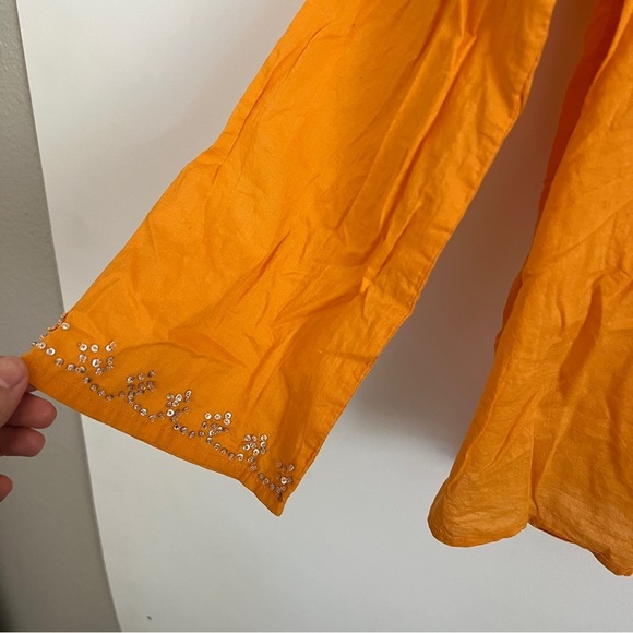 Old Navy Sequin Embroidered Orange Long Sleeve Top Lightweight-Women’s Size XL - Picture 4 of 7